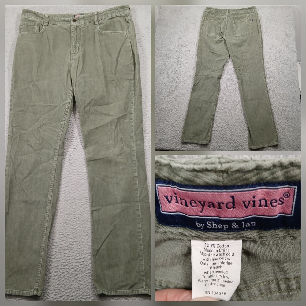 Vineyard Vines Green Corduroy Pants Men's 36x34 100% Cotton Casual Chino